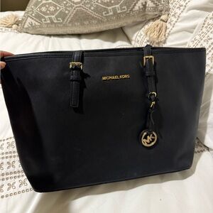 Michael Kors Black Tote with Gold Accents